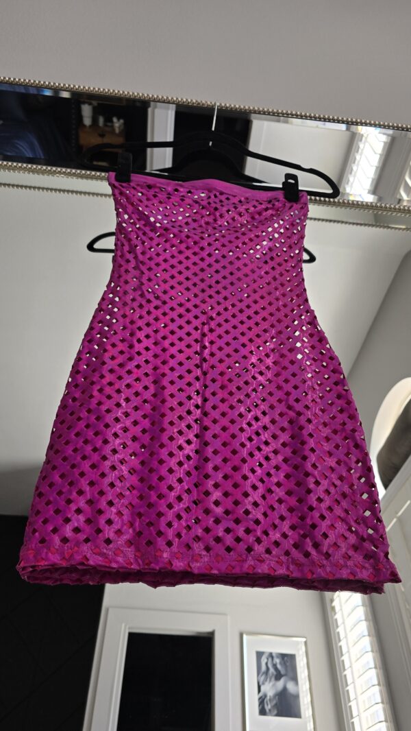 Malibu Strings Laser Cut Out pink iridescent minidress - Image 3